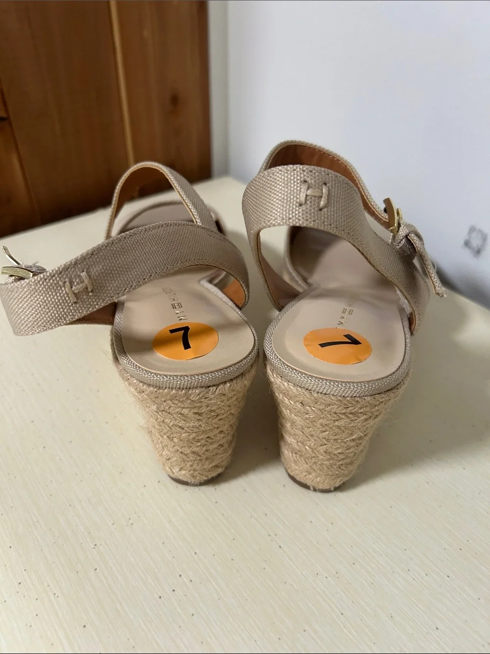 Tommy Hilfiger Neutral Beige Espadrille Wedge Sandals